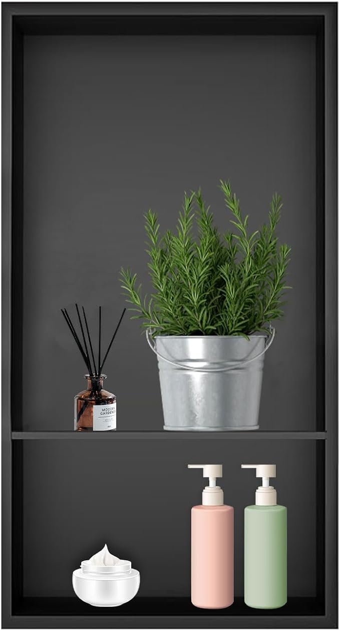 Shower Niche, Stainless Steel Elegant Bathroom Niche, No Tile Needed Recessed by Elefloom