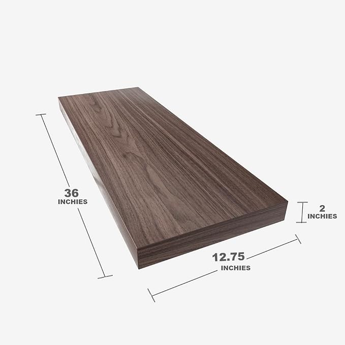 Floating Shelf, 36 in W x 12.75 in D x 2 in H Wooden Floating Wall Shelf - Image 3