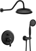Antique Shower Head Faucet Set, Matte Black Vintage Wall Mount Shower Faucets by Unknown