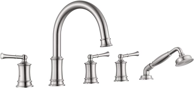 Roman Tub Faucet with Hand Shower, Antique Tub Shower Faucet Set with Valve by HANGORO