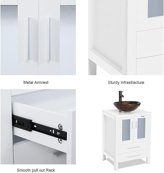 eclife 24" Modern Bathroom Vanity Sink Combo Freestanding Cabinet - Image 4