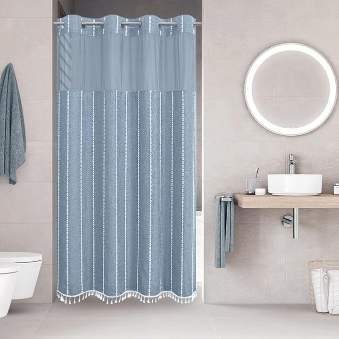 No Hook Stall Shower Curtain by EACHOPE