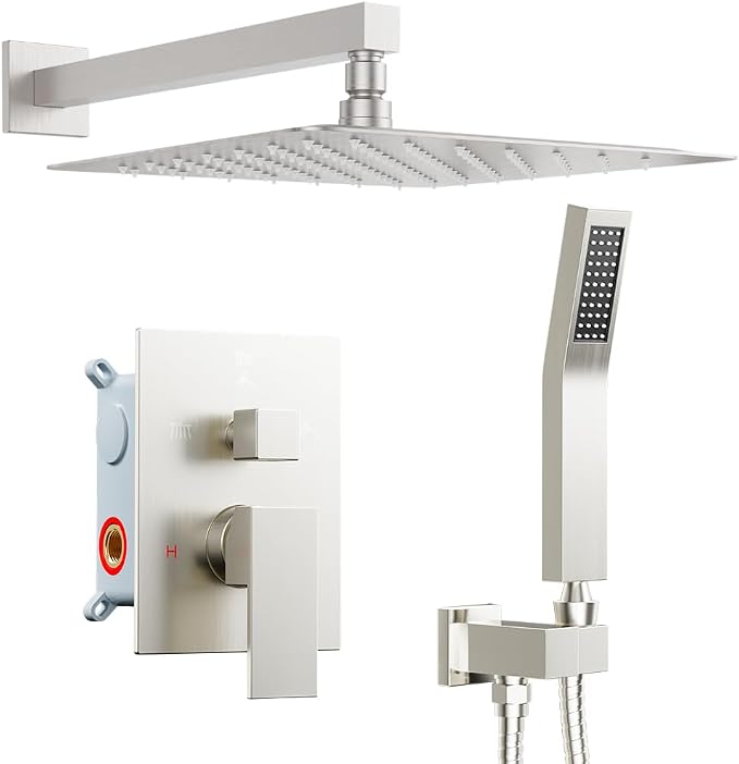 Shower Faucet Set Brushed Nickel Shower System, Starbath 10 Inch Rain Shower by STARBATH