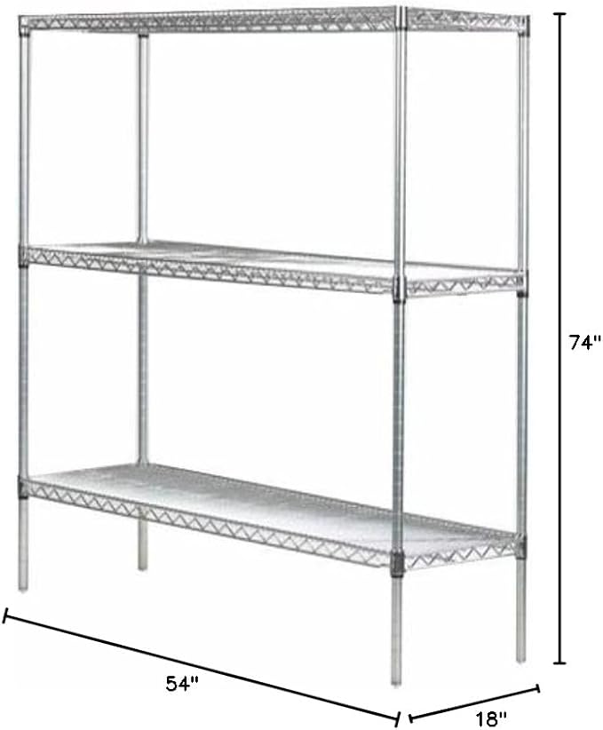 Omega 18" Deep x 54" Wide x 74" High 3 Tier Gray Starter Shelving Unit - Image 3