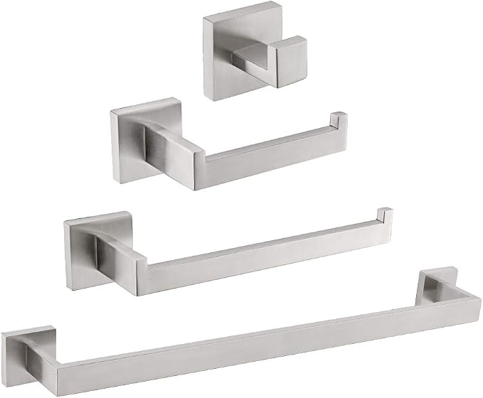 TURS 4 Pieces Bathroom Hardware Accessories Set Brushed Towel Holder Set by TURS