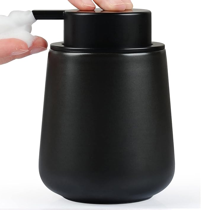 Bosilunlife Ceramic Foaming Soap Dispenser - 12Oz Matte Black Foam Hand Soap by BosilunLife