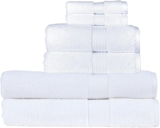 Christy Supreme Hygro 6 Piece Towel Set | White | 100% Luxury Supima Cotton | by Christy