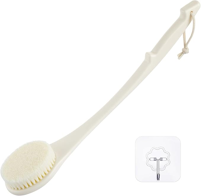 Body Back Scrubber – 17'' Long Handle Shower Brush, Anti-Mold Exfoliator by VANZAVANZU