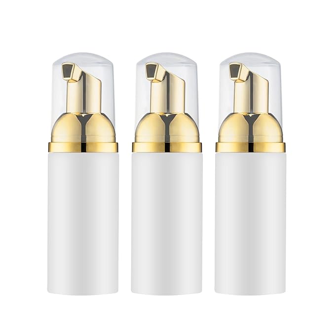 Tekson 2 OZ Foam Bottle with Gold Pump, Empty Travel Foaming Dispensers by Tekson