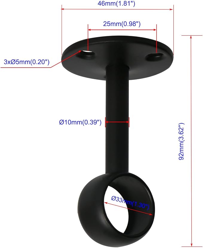 4Pcs Pipe Hole Diameter 32 mm, Stainless Steel Matte Black Flange Rod Bracket - Image 2