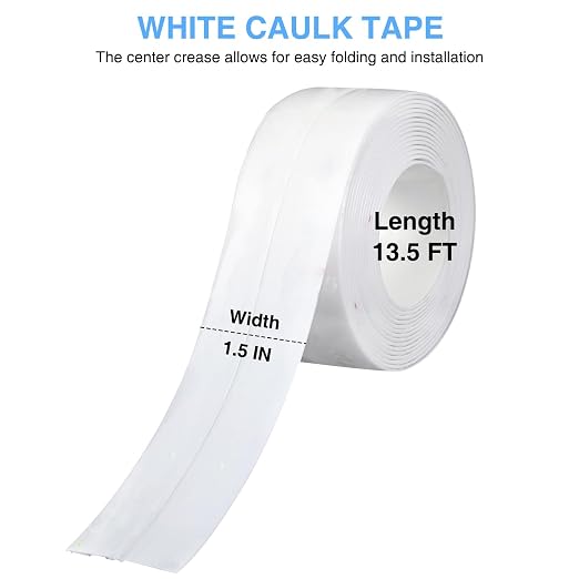 White Caulking Tape for Toilet and Bathtub Self Adhesive, 1.5" x13.5Ft Sealant - Image 2