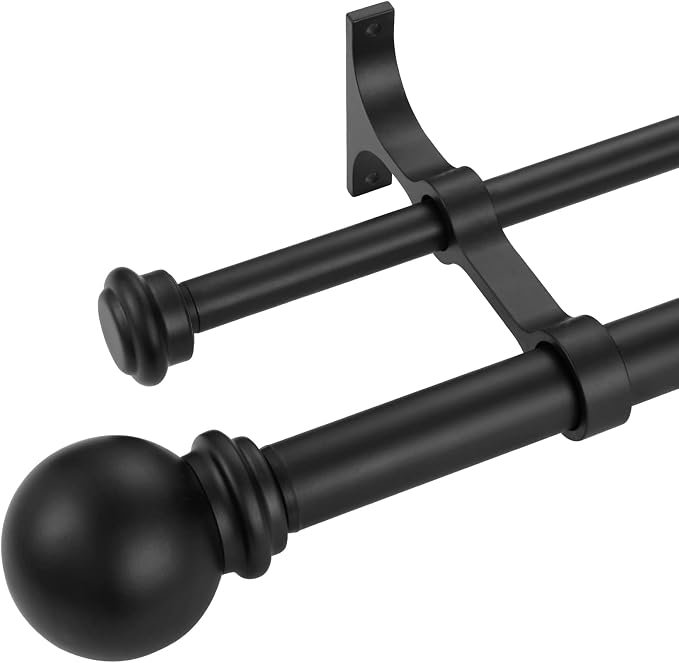 Double Curtain Rod 84 to 120 inch, Adjustable 1 inch Double Drapery Rod Rods - Image 7