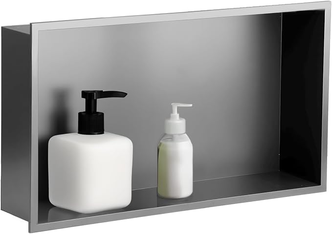 SaniteModar Shower Niche, Stainless Steel Shower Niche 12" X 24" No Tile Needed by SaniteModar