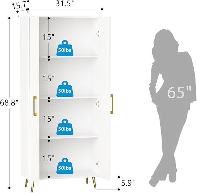 Storage Cabinet Set of 2, 69” Tall Storage Cabinet - Image 2