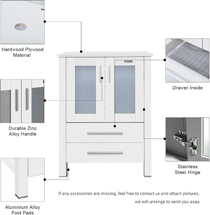 eclife 48" Modern Bathroom Vanity Sink Combo Freestanding Cabinet - Image 3