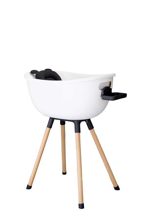Luxury Baby Bathtub with Wooden Stand – 3-Stage Convertible, Ergonomic & by BabuBath