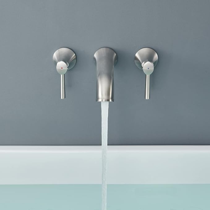 Tub Filler Wall Mount Roman Tub Faucet Brushed Nickel Brass Bathtub Faucets - Image 9