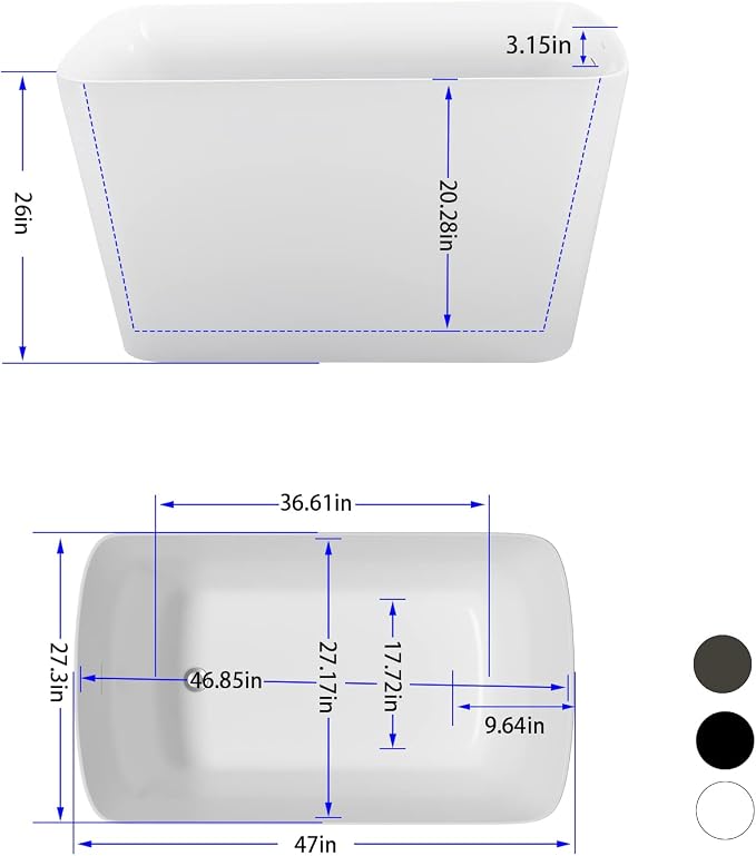 47" Lucite Acrylic Freestanding Bathtub，Square Shape Janpanese Soaking Tub - Image 2