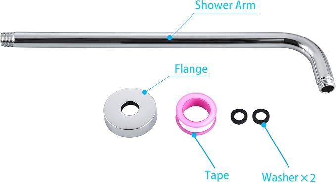 12 Inch Shower Arm with Flange, Stainless Steel 90 Degree Rain Shower Head - Image 8