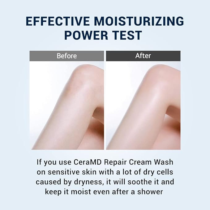 Derma B CeraMD Repair Cream Wash, Unscented Fragrance Free Creamy Face & Body - Image 4