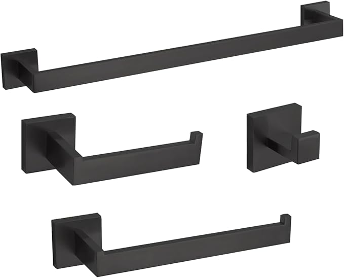4-Piece Bathroom Hardware Set, Towel Rack Towel Bar Towel Holder Toilet Paper by Nxxcli