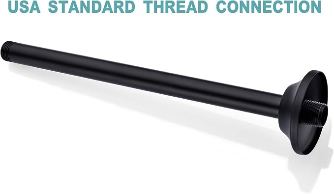 BESTILL 12 Inch Ceiling Mount Rain Shower Head Arm and Flange, Matte Black - Image 6