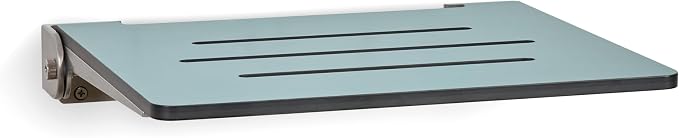 18 inch Silhouette Slimline Folding Wall Mount Shower Bench Seat, Teal Seat by Seachrome