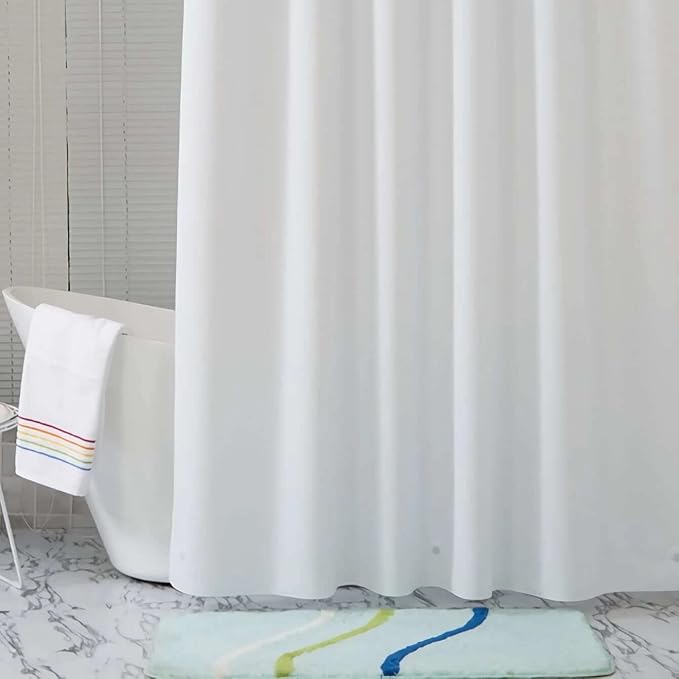 White Shower Curtain Liner 72 x 72 inch Plastic Shower Liner Washable Inside - Image 2