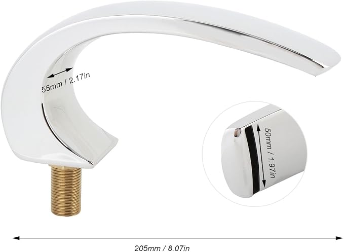 Asixxsix Waterfall Tub Spout, Rounded Curve Wall Mount Tub Filler G1/2 Male - Image 6