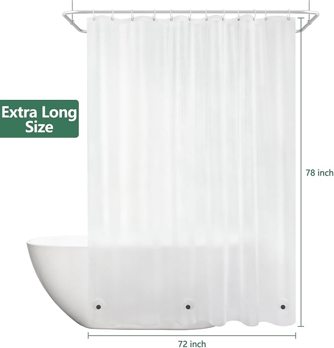 EVA Frosted Shower Curtain Liner Long 78 Inch, Bpa-Free Waterproof Shower Liner - Image 8
