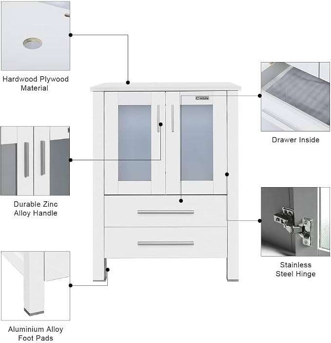 eclife 48" Modern Bathroom Vanity Sink Combo Freestanding Cabinet - Image 4