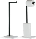 MARMOLUX ACC Free Standing Matte Black Toilet Paper Holder Stand White Marble by MARMOLUXACC