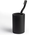 Matte Black Toothbrush Holder for Bathrooms – Modern Resin Countertop Organizer by JoLavie
