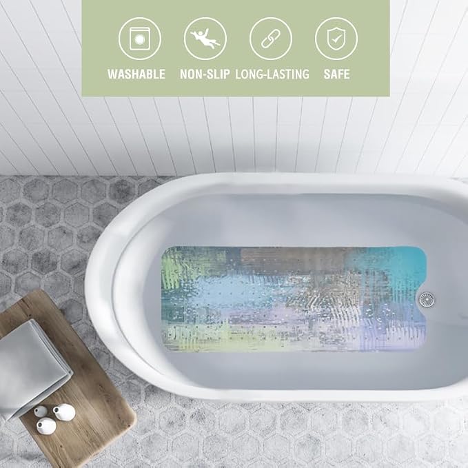 Turquoise Bathtub Mat Non Slip 40x16in Extra Long Anti Slip Bath Mat - Image 2