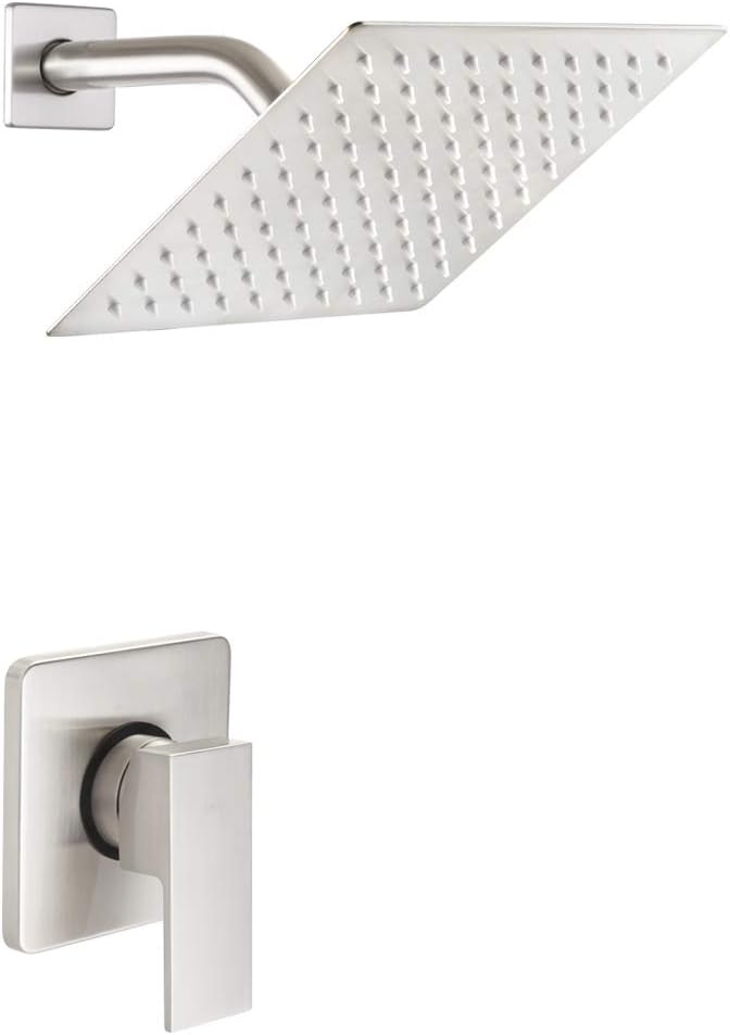 POP SANITARYWARE Shower Only Faucet Set Brushed Nickel, Bathroom Rain Mixer by POPSANITARYWARE