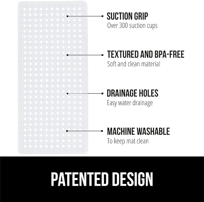 GORILLA GRIP Patented Bath Tub Shower Mat, Machine Washable Bathtub Floor Liner - Image 2