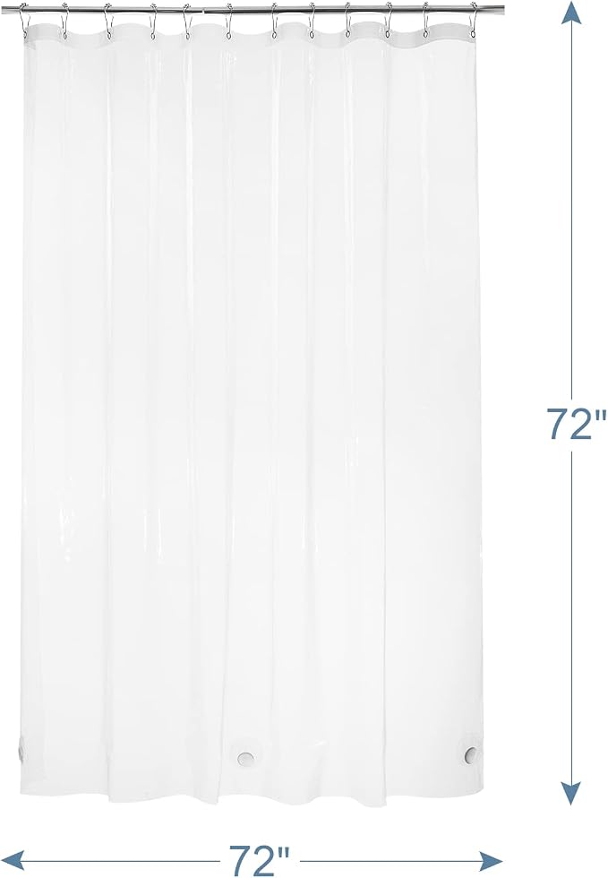 AmazerBath Heavy Duty Shower Curtain Liner 12 Gauge, 72 x 72 Inches Clear - Image 8