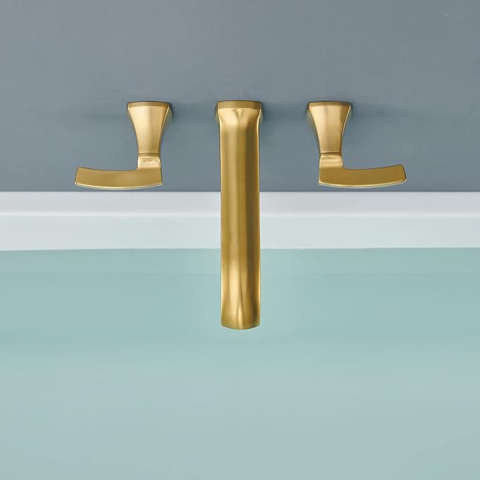 Wall Mount Tub Faucet High Flow Roman Tub Filler Long Spout Reach Brushed Gold - Image 6