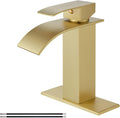 Airuida Brushed Gold Waterfall Spout Single Handle Bathroom Sink Faucet Single by Airuida