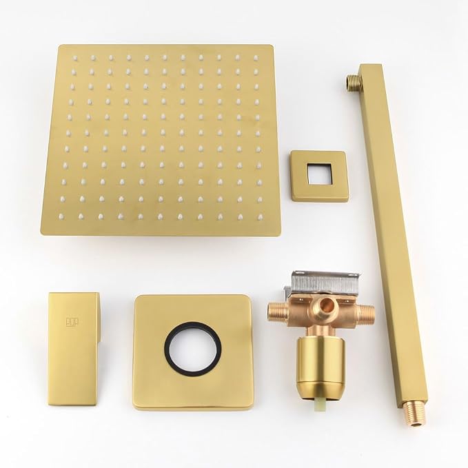 POP SANITARYWARE Shower Faucet Set Brushed Gold Bathroom Rainfall 10 Inch - Image 7
