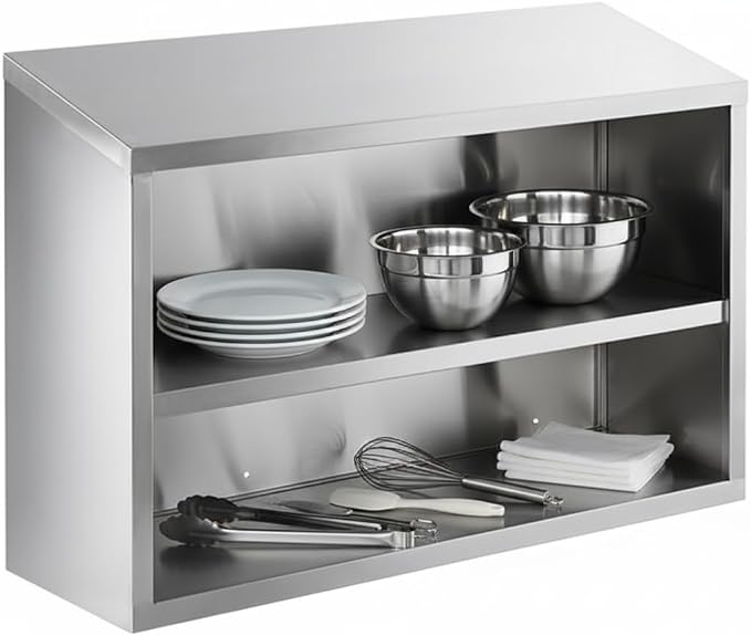 48" Stainless Steel Open Wall Cabinet, Type 304, 18 Gauge, Wall Mounted by Glownary