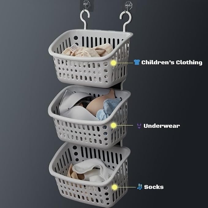 Hanging Bathroom Storage Basket – Wall-Mounted Plastic Organizer Bin - Image 5