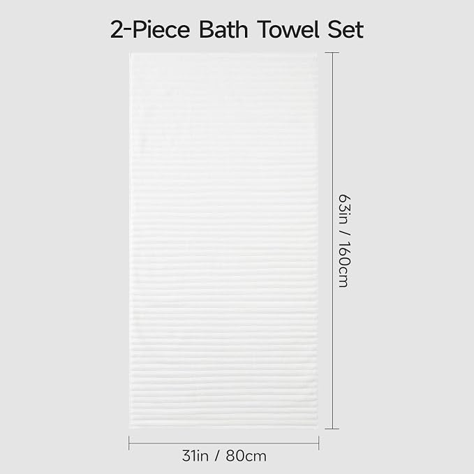 REDKISS 2 Pack Large Bath Towels 31×63 inches, 100% Cotton, Super Soft and - Image 3