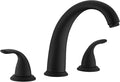 SUMERAIN Matte Black 3 Hole Deck Mounted Widespread Roman Tub Faucet Set by SUMERAINFAUCETS