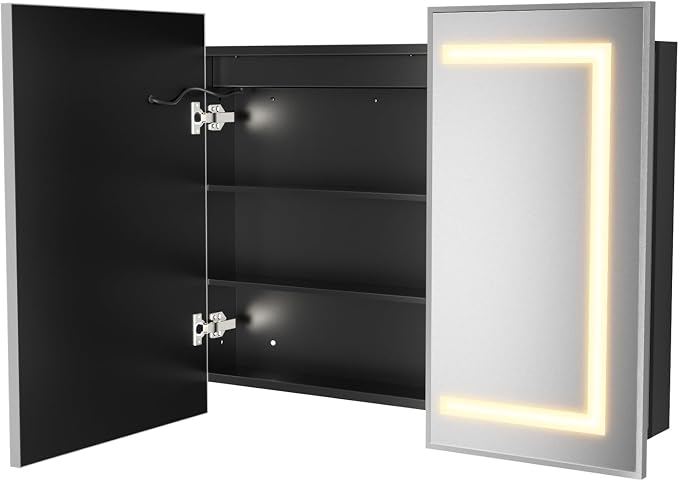 APRILSOUL 40X32 Inch Silver Bathroom Medicine Cabinet - Image 9