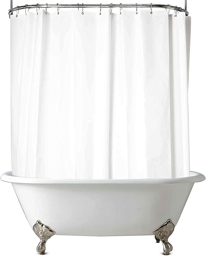 Clawfoot Tub Shower Curtain 180x70 Inch White Liner All Warp Around Extra Wide - Image 2