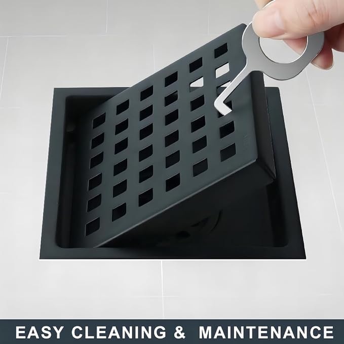 6 Inch Square Shower Floor Drain, Stainless Steel Flange - Image 6
