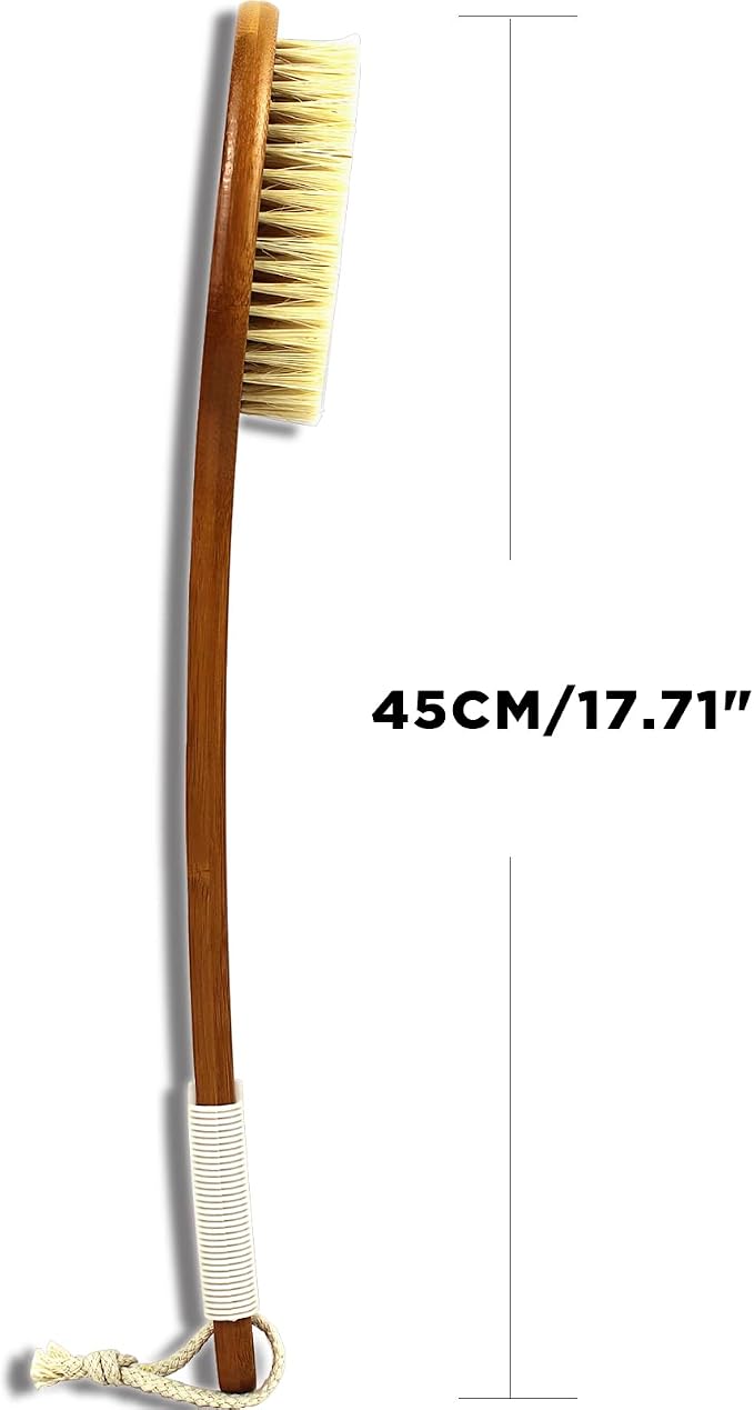 ICANdOIT-17.71Inch Natural Stiff Sisal Bristles Anti-Slip Long Handle Bath Brush - Image 5