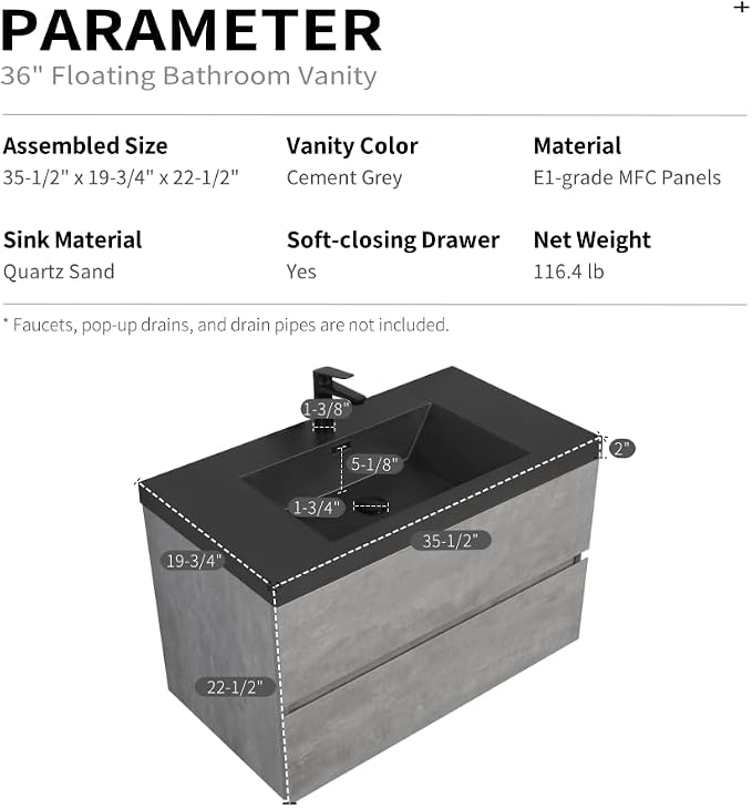 36" Floating Bathroom Vanity - Image 8