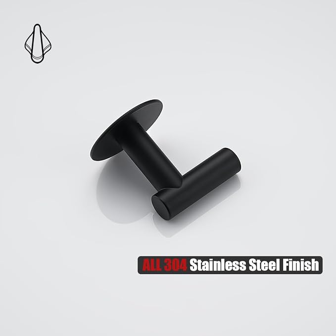 JQK Self Adhesive Towel Hook Black, No Drill Stick on Coat Robe Clothes Wall - Image 9